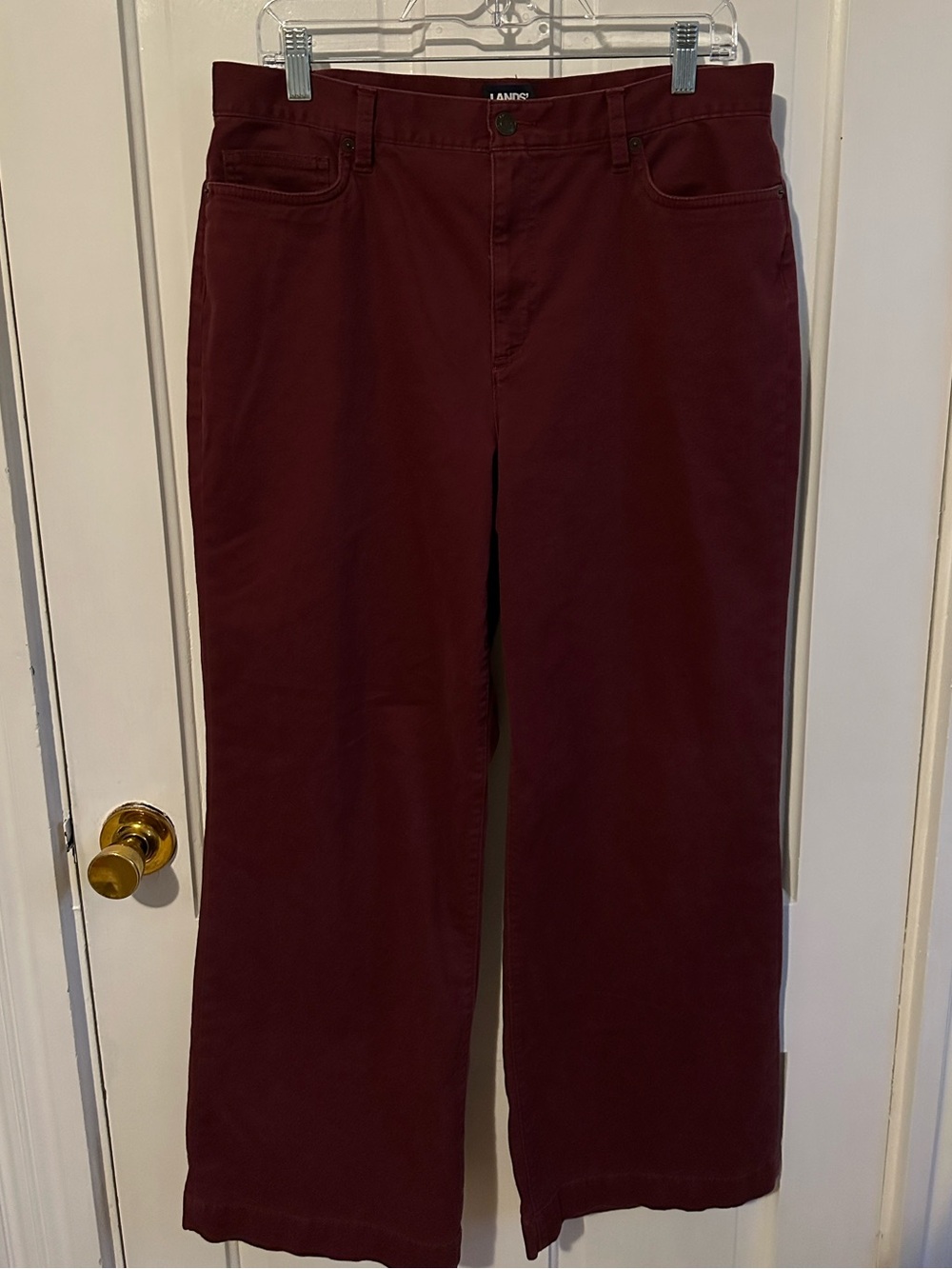 Lands' End Wide-Leg Pant in Deep Burgundy